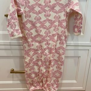 Pink and Cream Patterned Baby Gown
